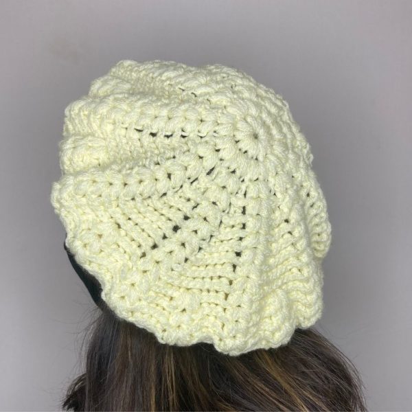 Women French Cream Beret Hat Knitrollers