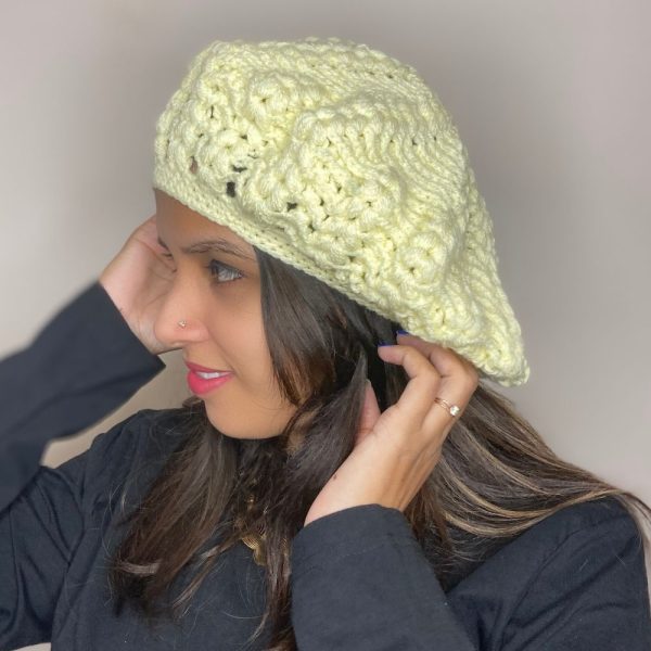 Women French Cream Beret Hat Knitrollers