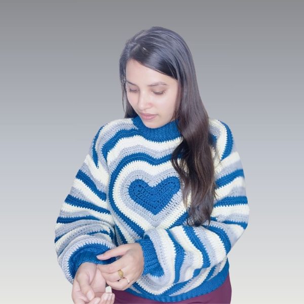 Women Heart Crochet 3 color Knit Rollers