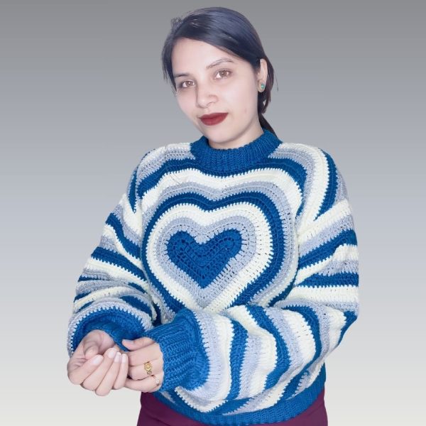 Women Heart Crochet 3 color Knit Rollers