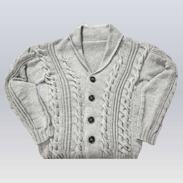 Cable Knit Cardigan Sweater Shawl Collar