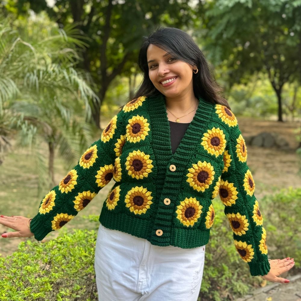 Women’s Sunflower Crochet Cardigan