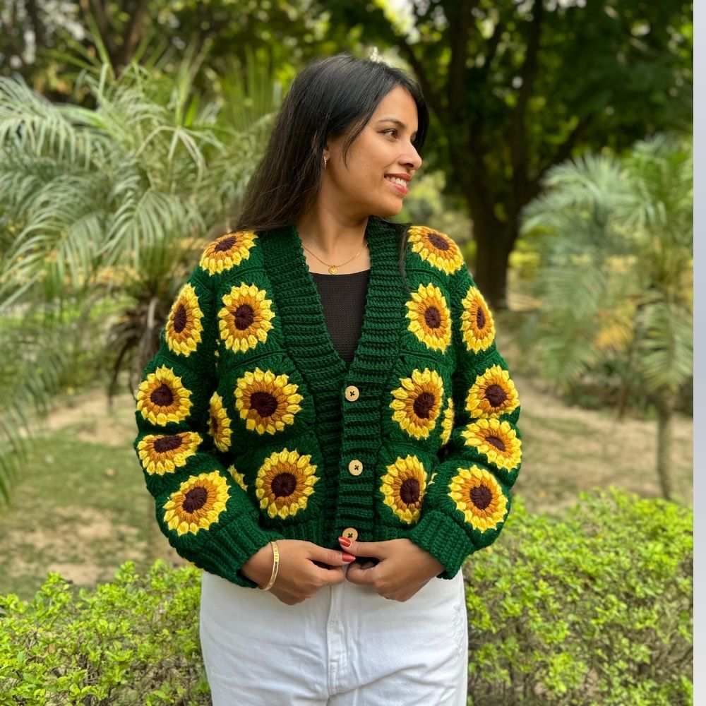Women’s Sunflower Crochet Cardigan