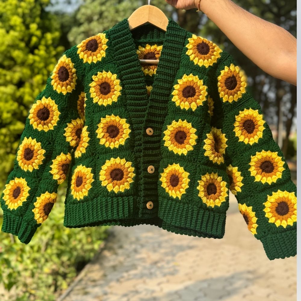 Women’s Sunflower Crochet Cardigan