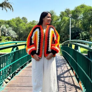 Sunehri Shaam | Handmade Hexagon Crochet Cardigan